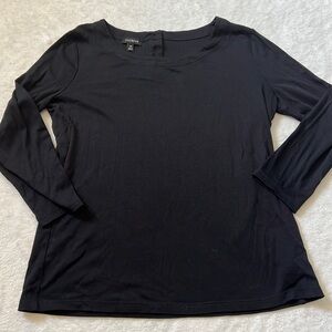 Talbots 3/4 sleeve Black Button Back Tee
